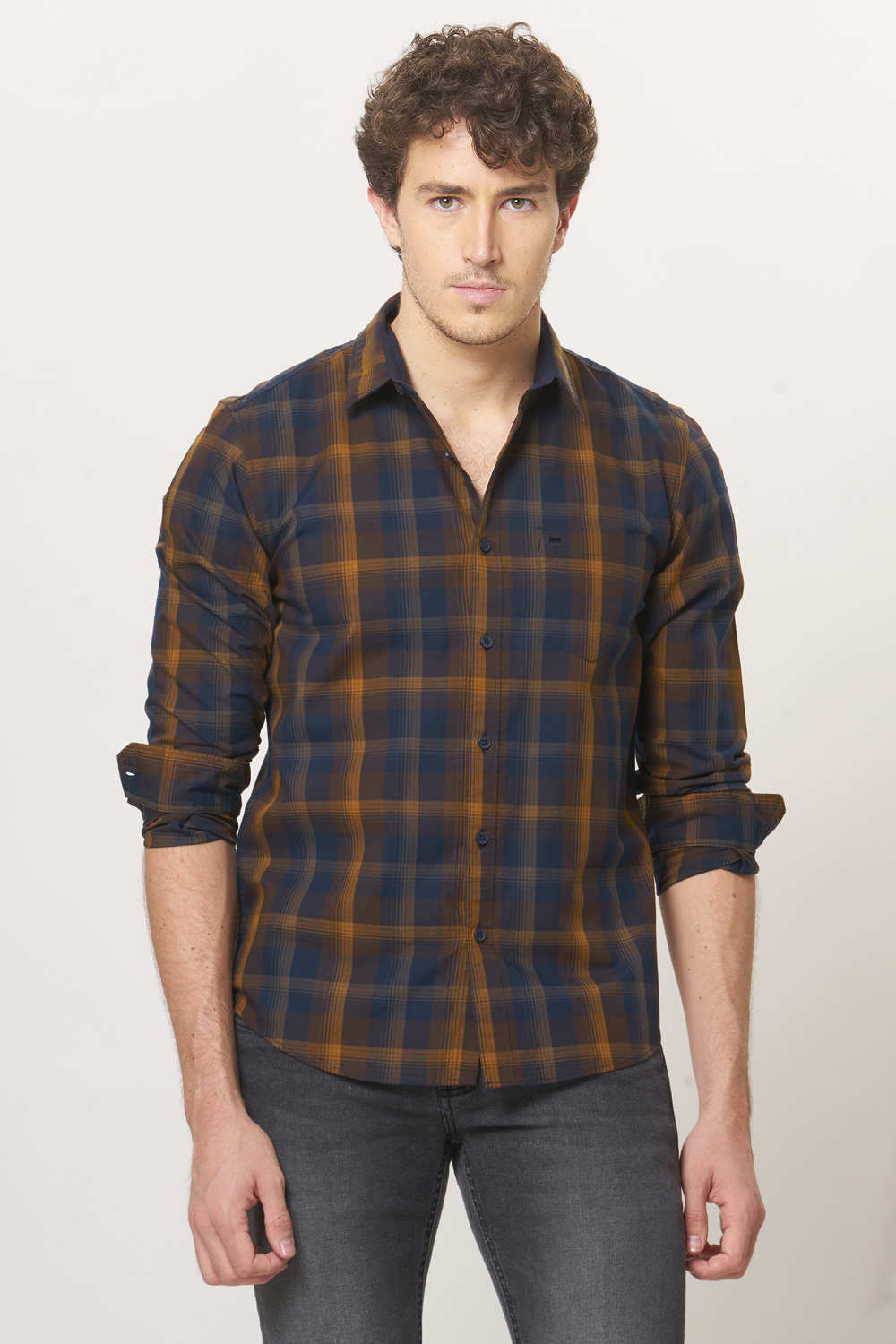 BASICS SLIM FIT CHECKS SHIRT