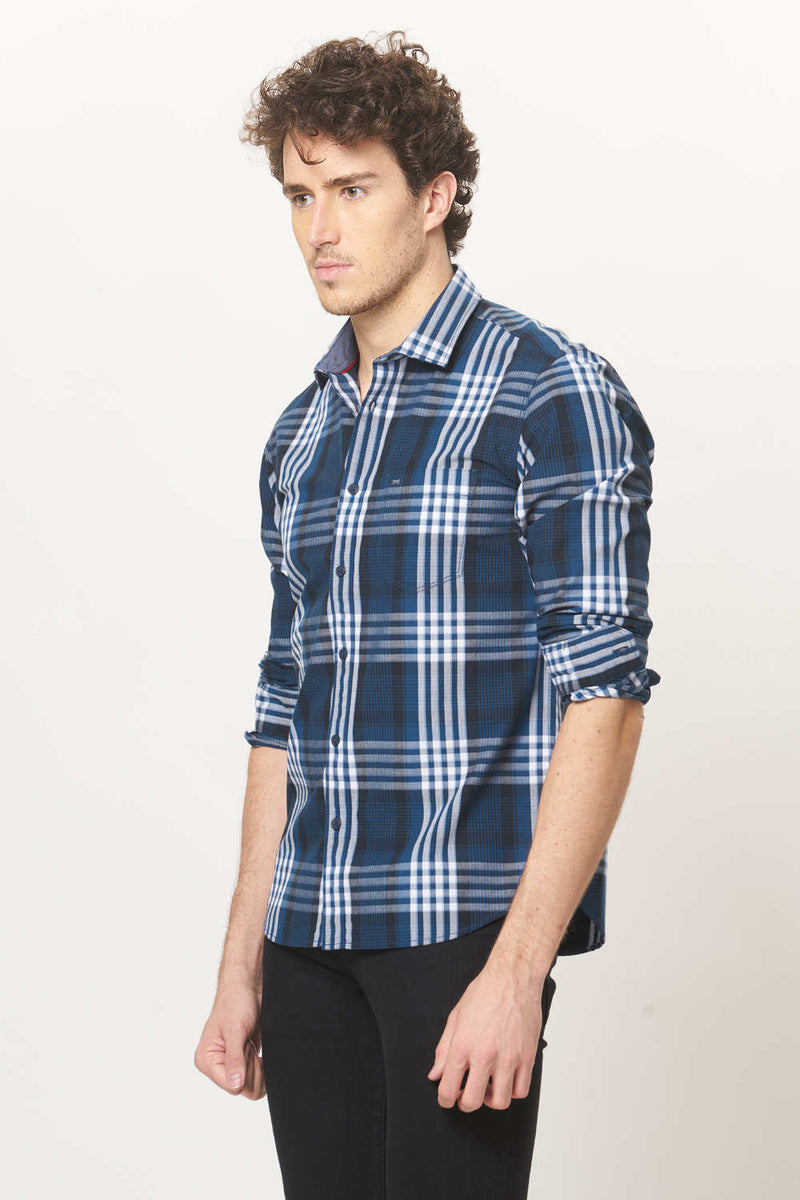 BASICS SLIM FIT CHECKS SHIRT