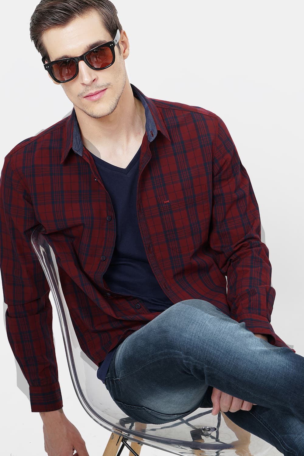 BASICS SLIM FIT CHECKS SHIRT