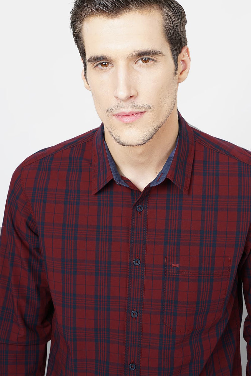 BASICS SLIM FIT CHECKS SHIRT