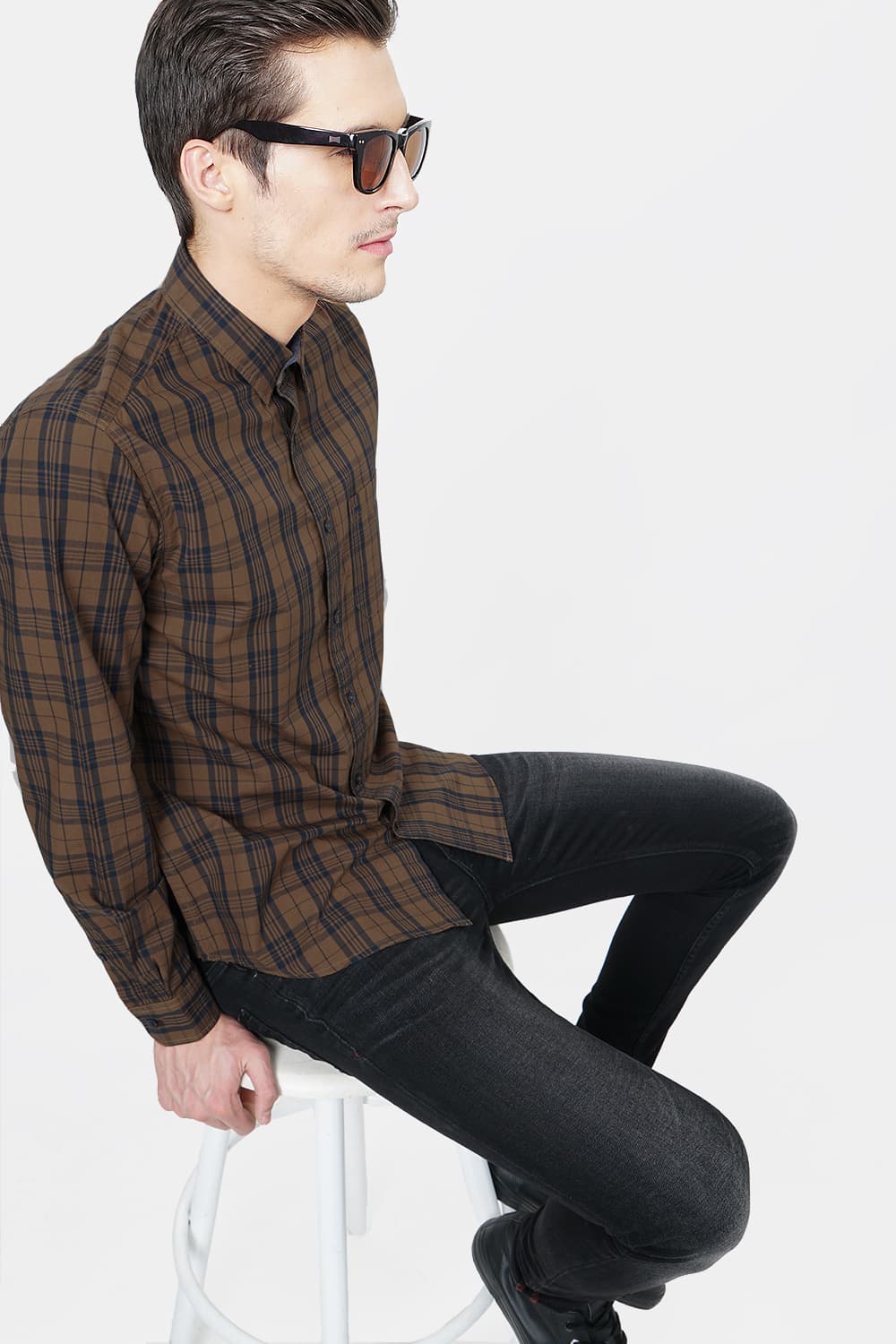 BASICS SLIM FIT CHECKS SHIRT