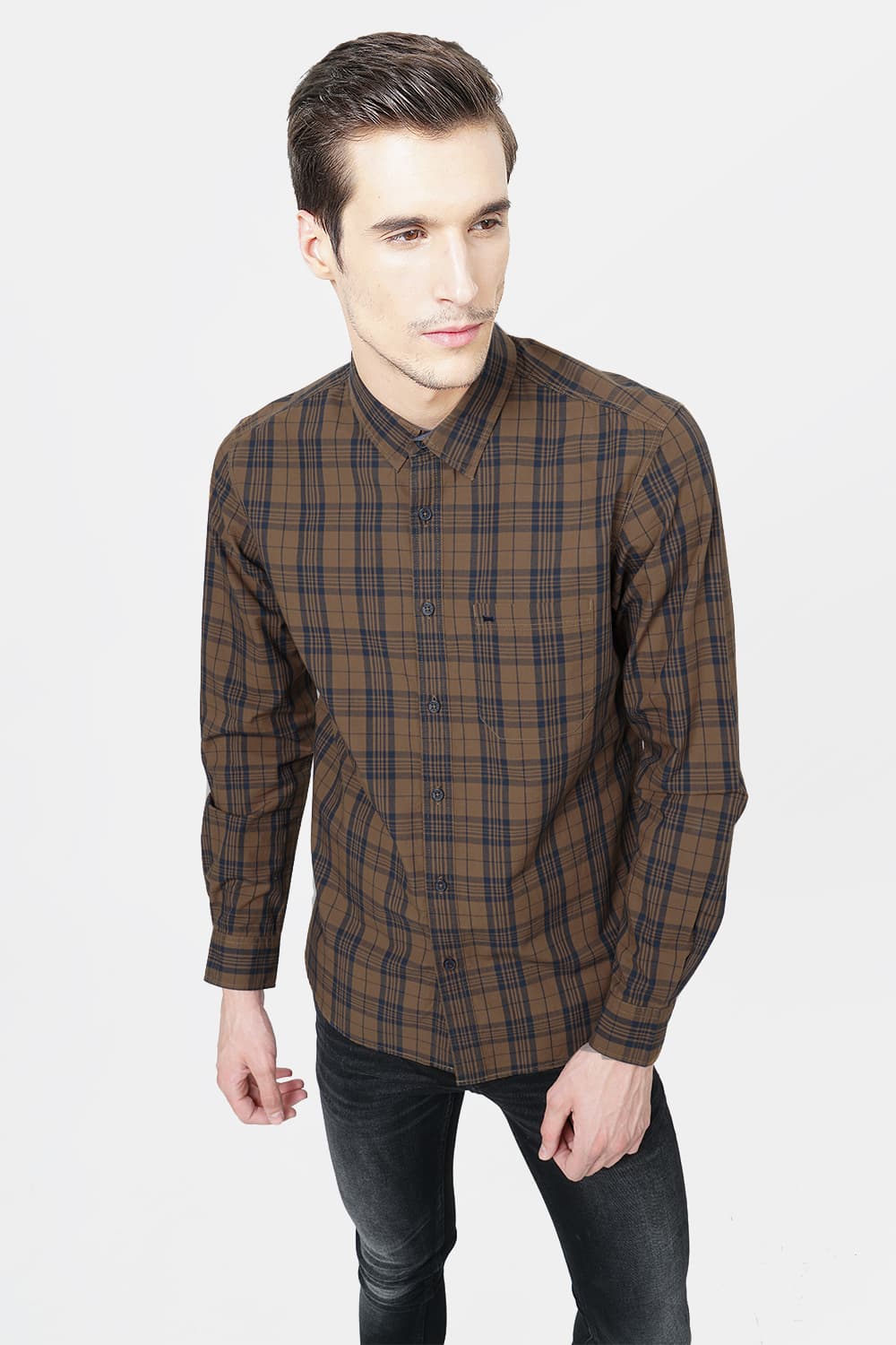 BASICS SLIM FIT CHECKS SHIRT