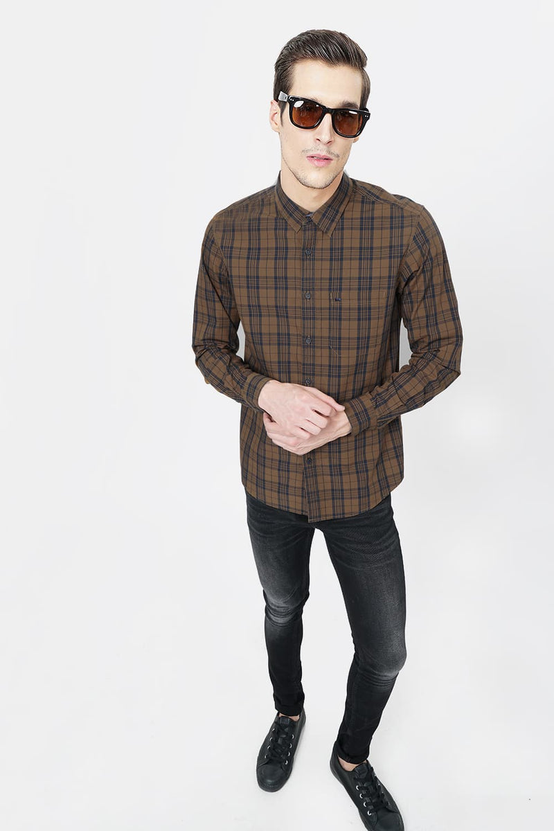 BASICS SLIM FIT CHECKS SHIRT