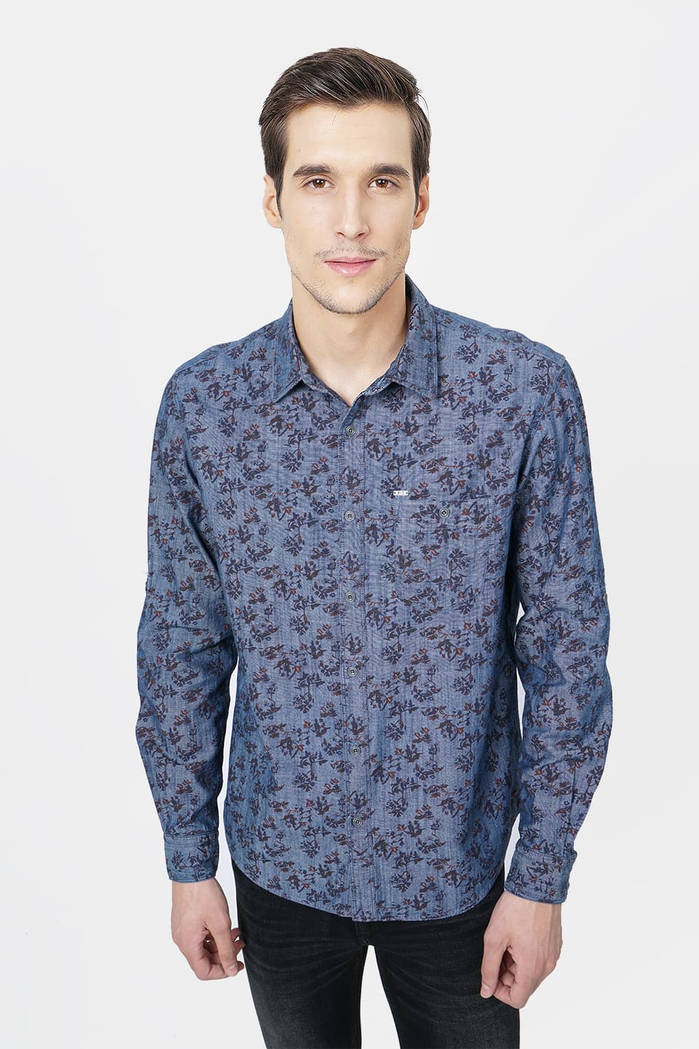 BASICS SLIM FIT FLORAL PRINTED SHIRT