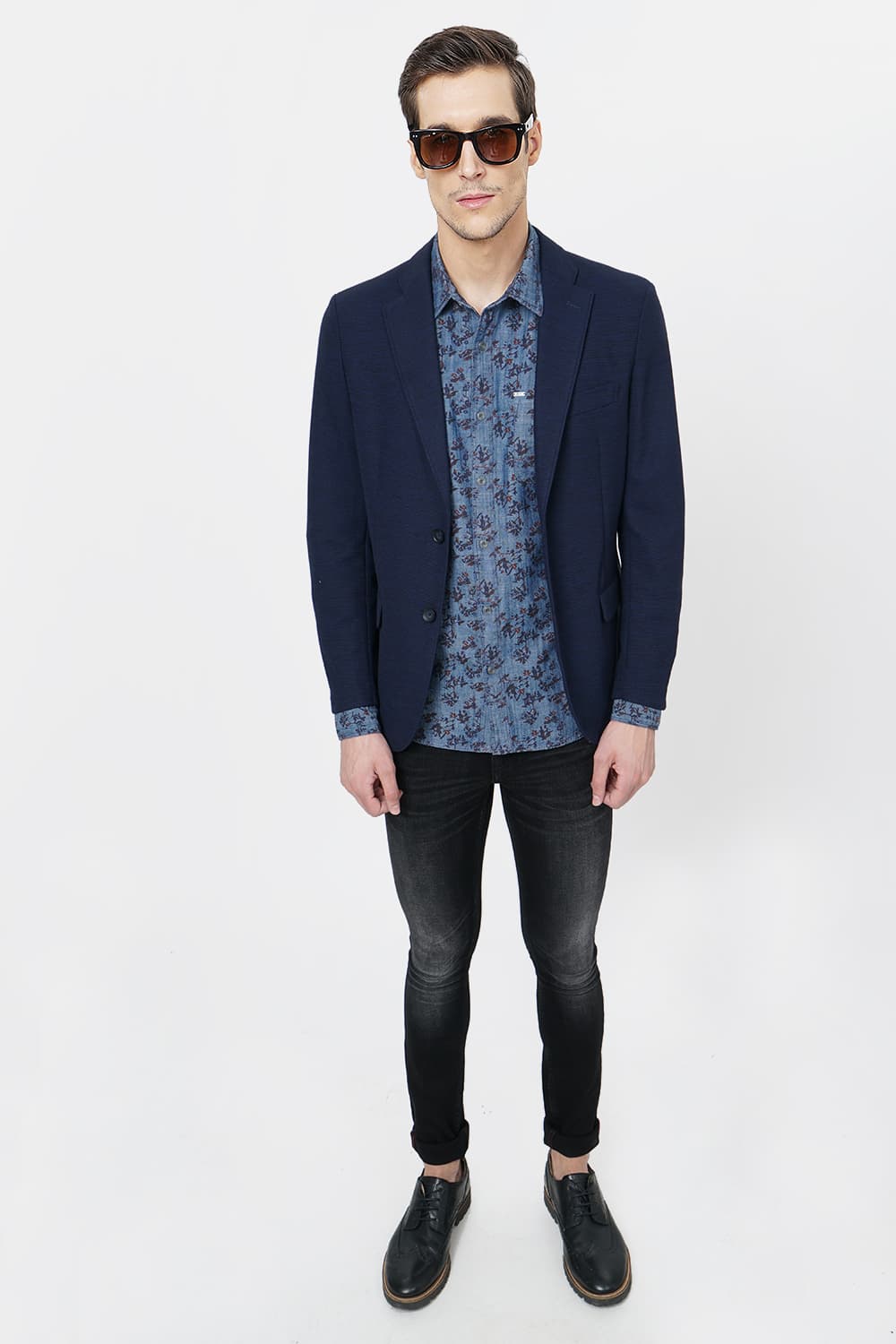 BASICS SLIM FIT FLORAL PRINTED SHIRT