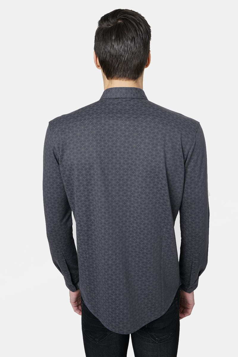 BASICS SLIM FIT PRINTED KNITTED SHIRT