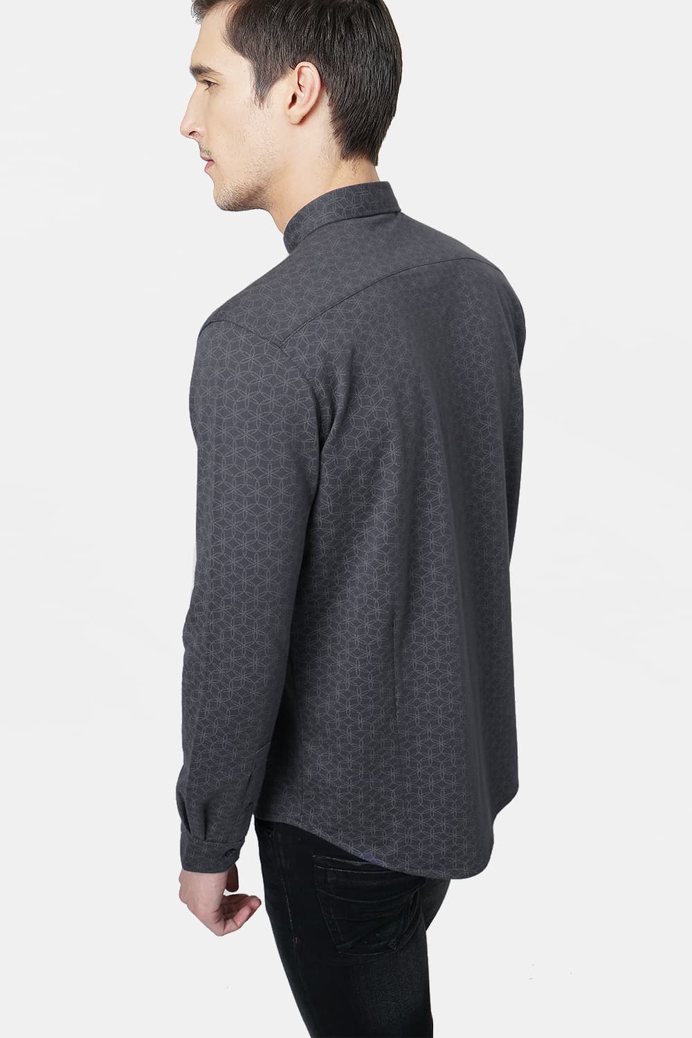 BASICS SLIM FIT PRINTED KNITTED SHIRT