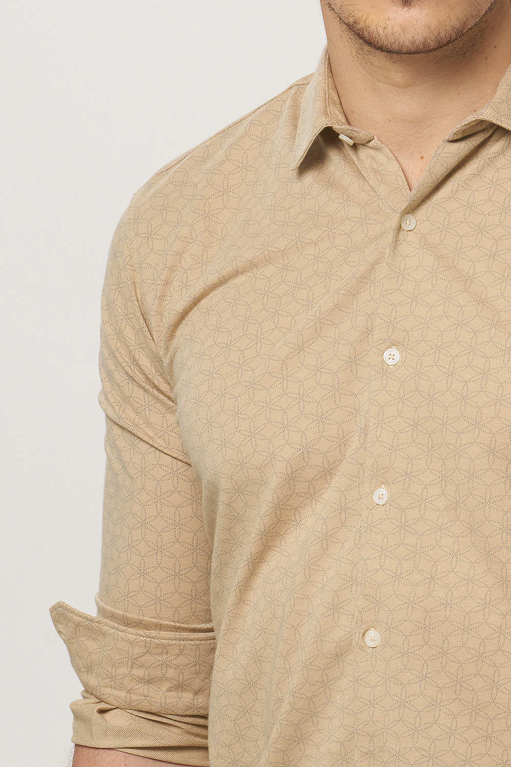 BASICS SLIM FIT PRINTED KNITTED SHIRT