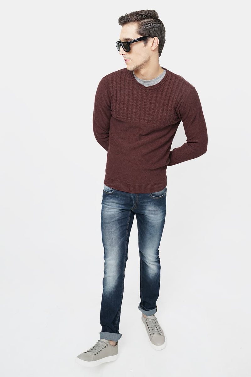 BASICS MUSCLE FIT CREW NECK SWEATER