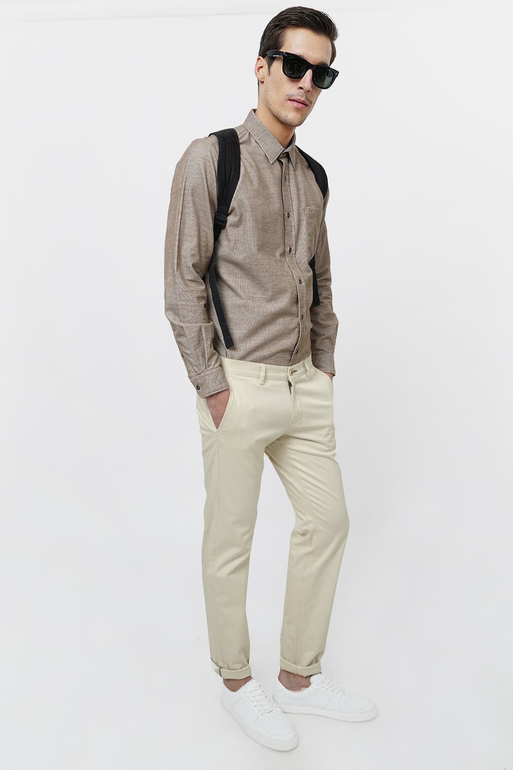 BASICS TAPERED FIT STRETCH TROUSER