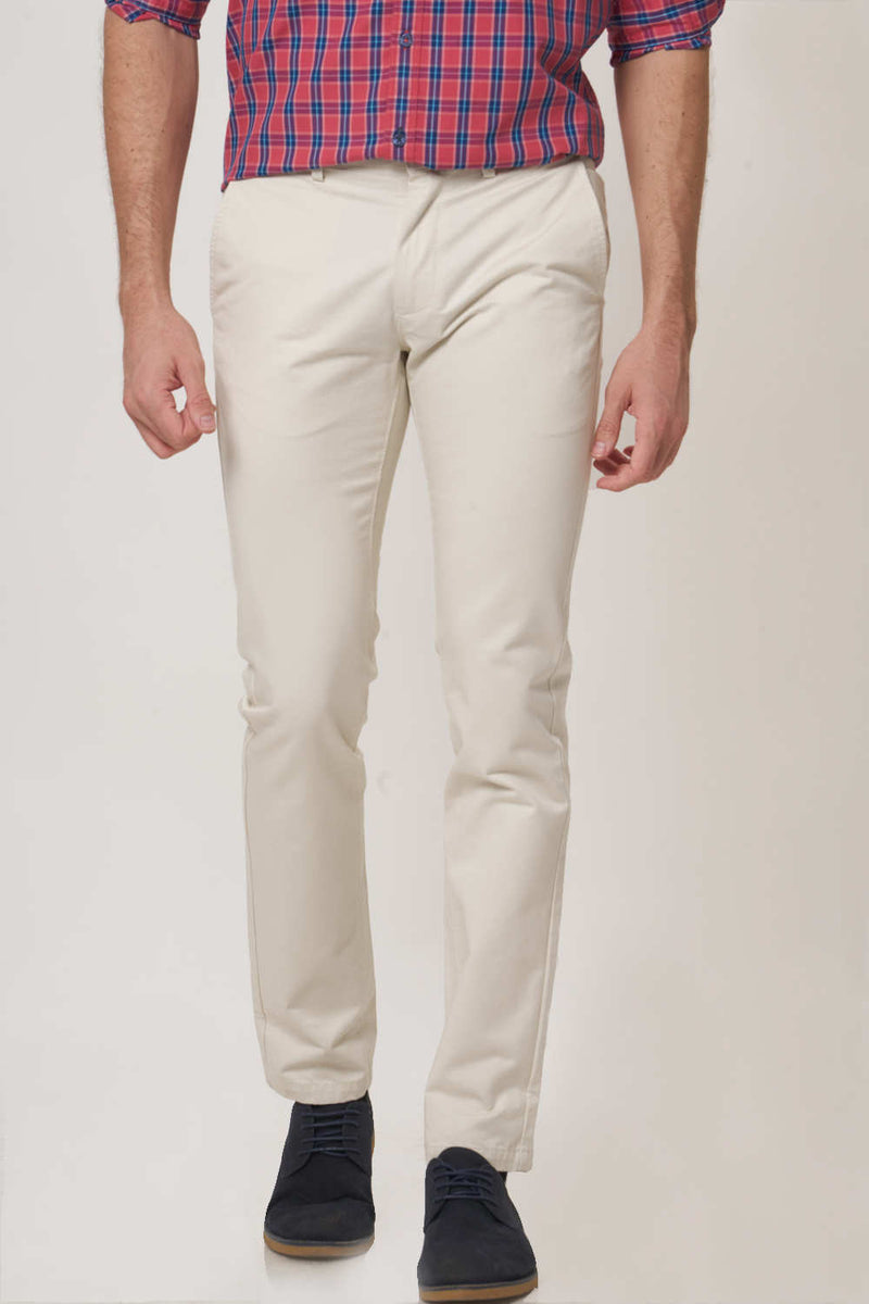 BASICS TAPERED FIT COTTON TROUSER