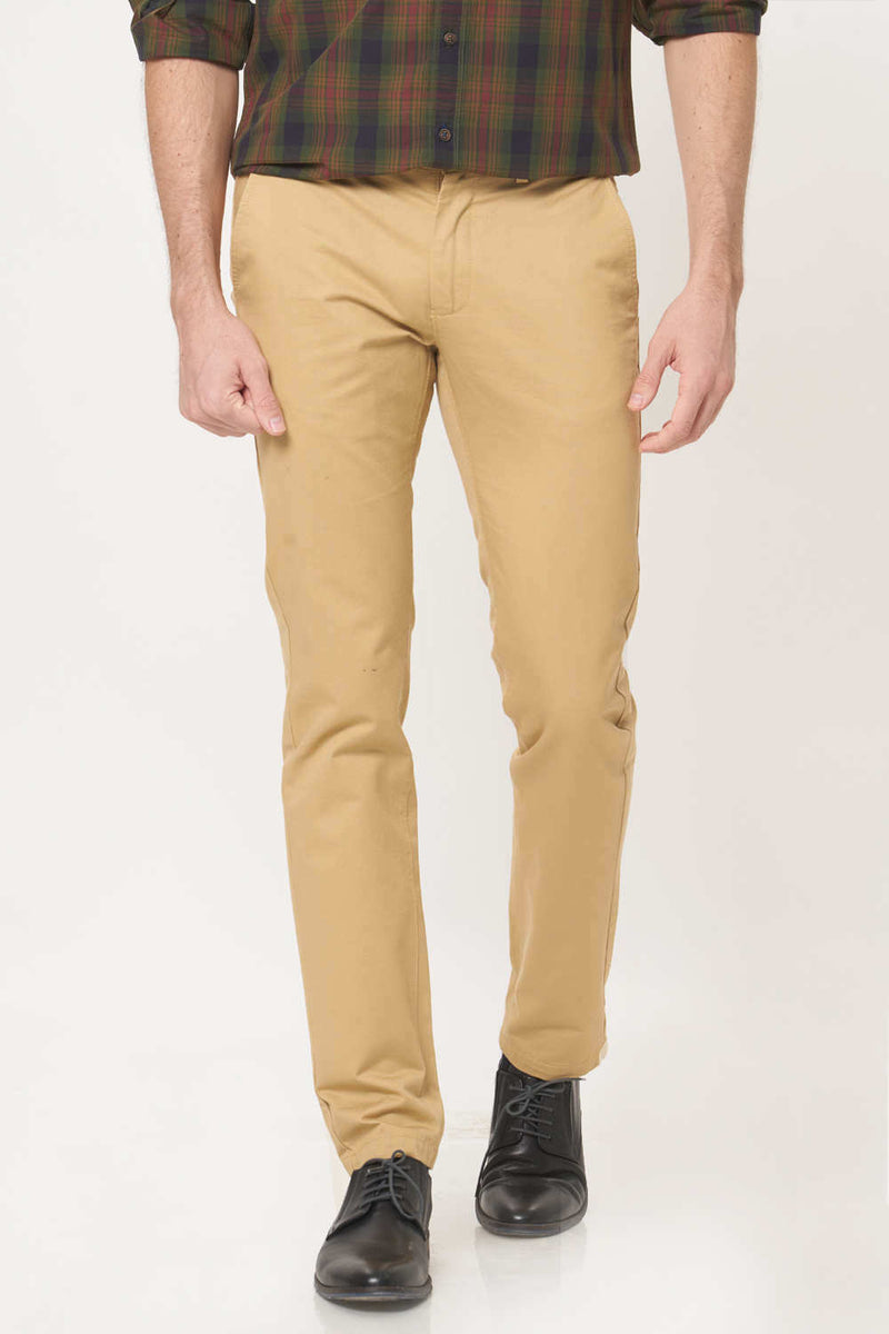 BASICS TAPERED FIT COTTON TROUSER