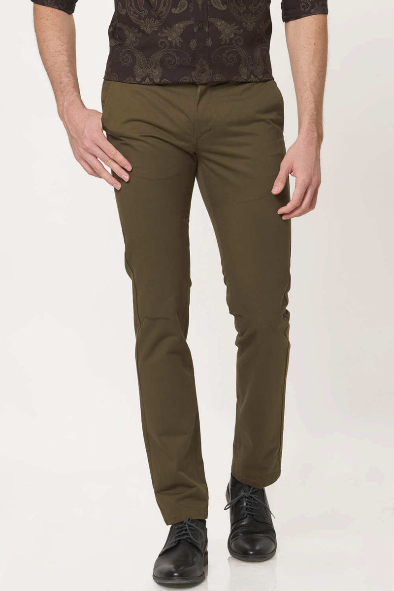 BASICS TAPERED FIT COTTON TROUSER