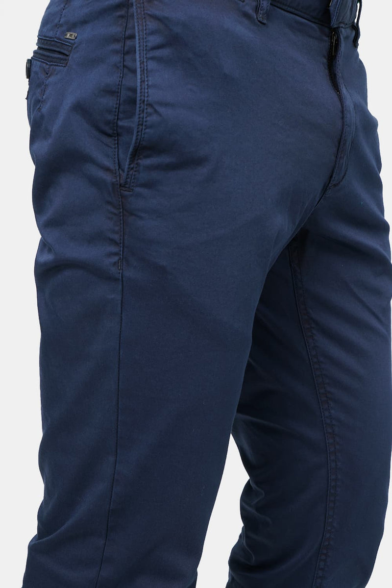 BASICS TAPERED FIT SATIN STRETCH TROUSER