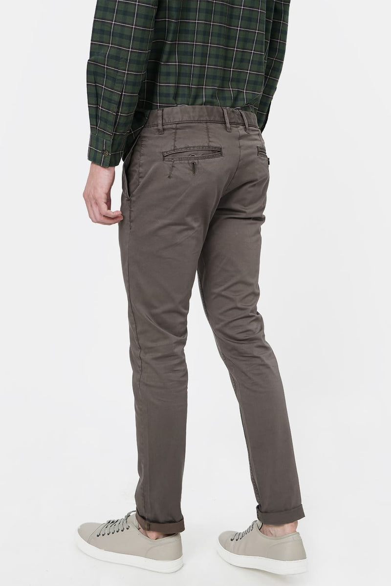 BASICS TAPERED FIT SATIN STRETCH TROUSER