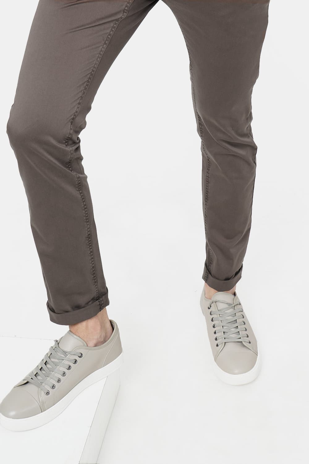 BASICS TAPERED FIT SATIN STRETCH TROUSER