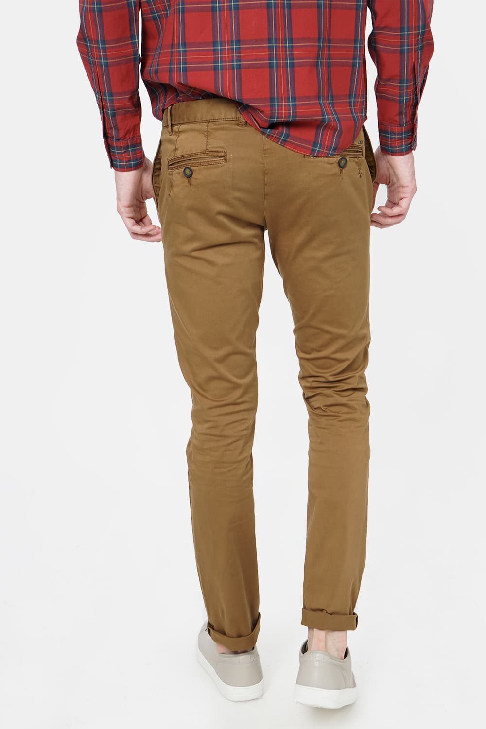 BASICS TAPERED FIT SATIN STRETCH TROUSER