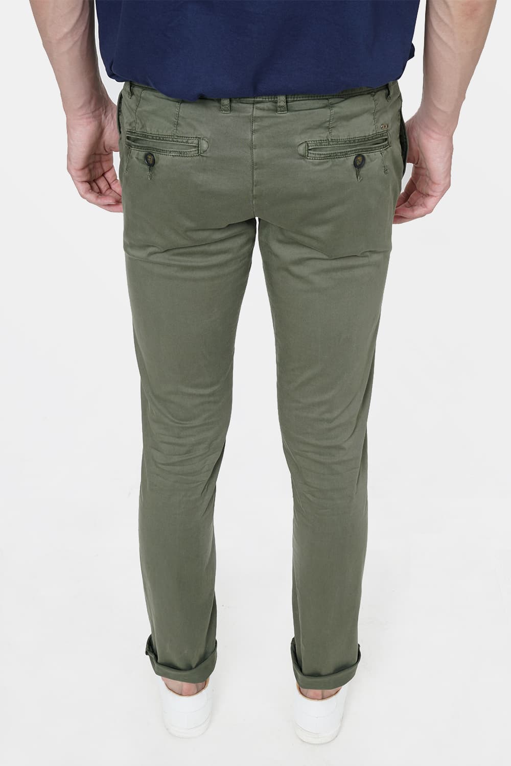 BASICS TAPERED FIT SATIN STRETCH TROUSER