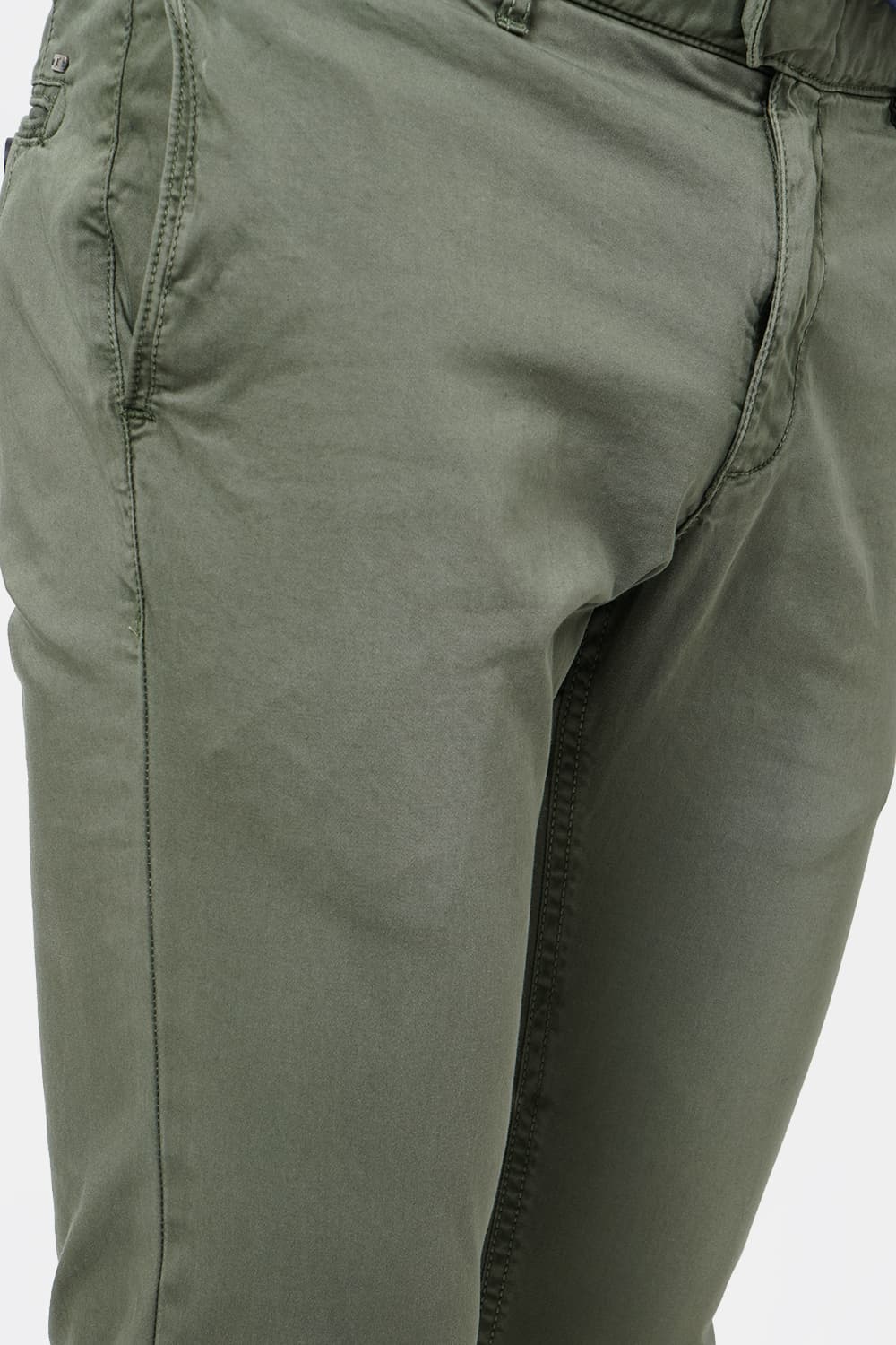 BASICS TAPERED FIT SATIN STRETCH TROUSER