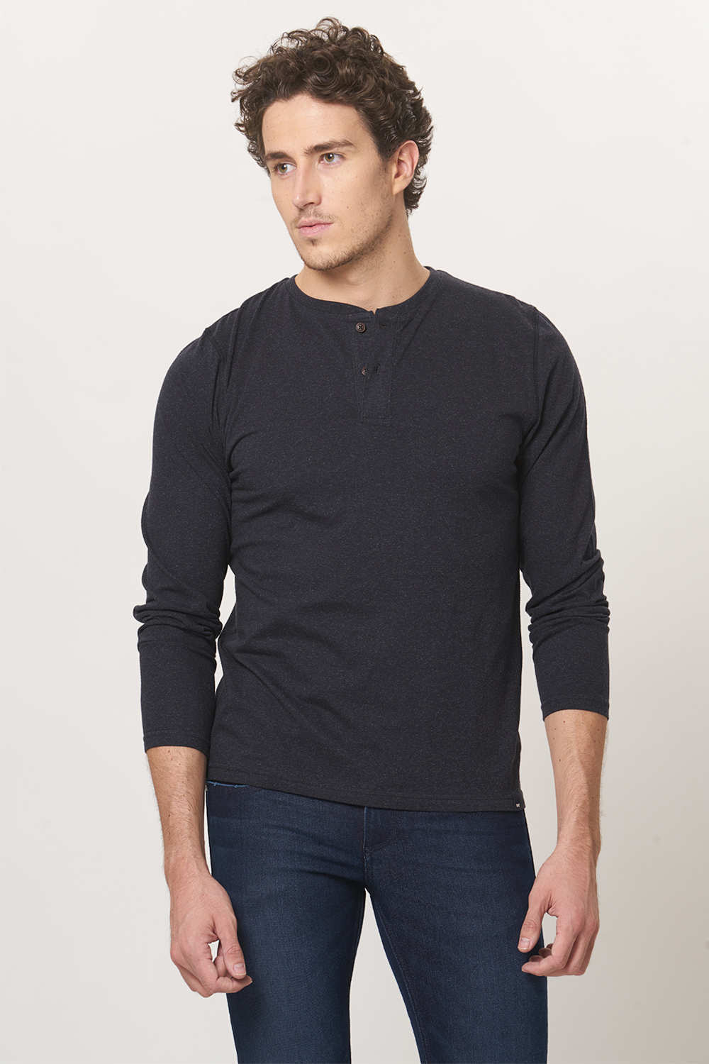 BASICS MUSCLE FIT HENLEY FULL SLEEVE T.SHIRT