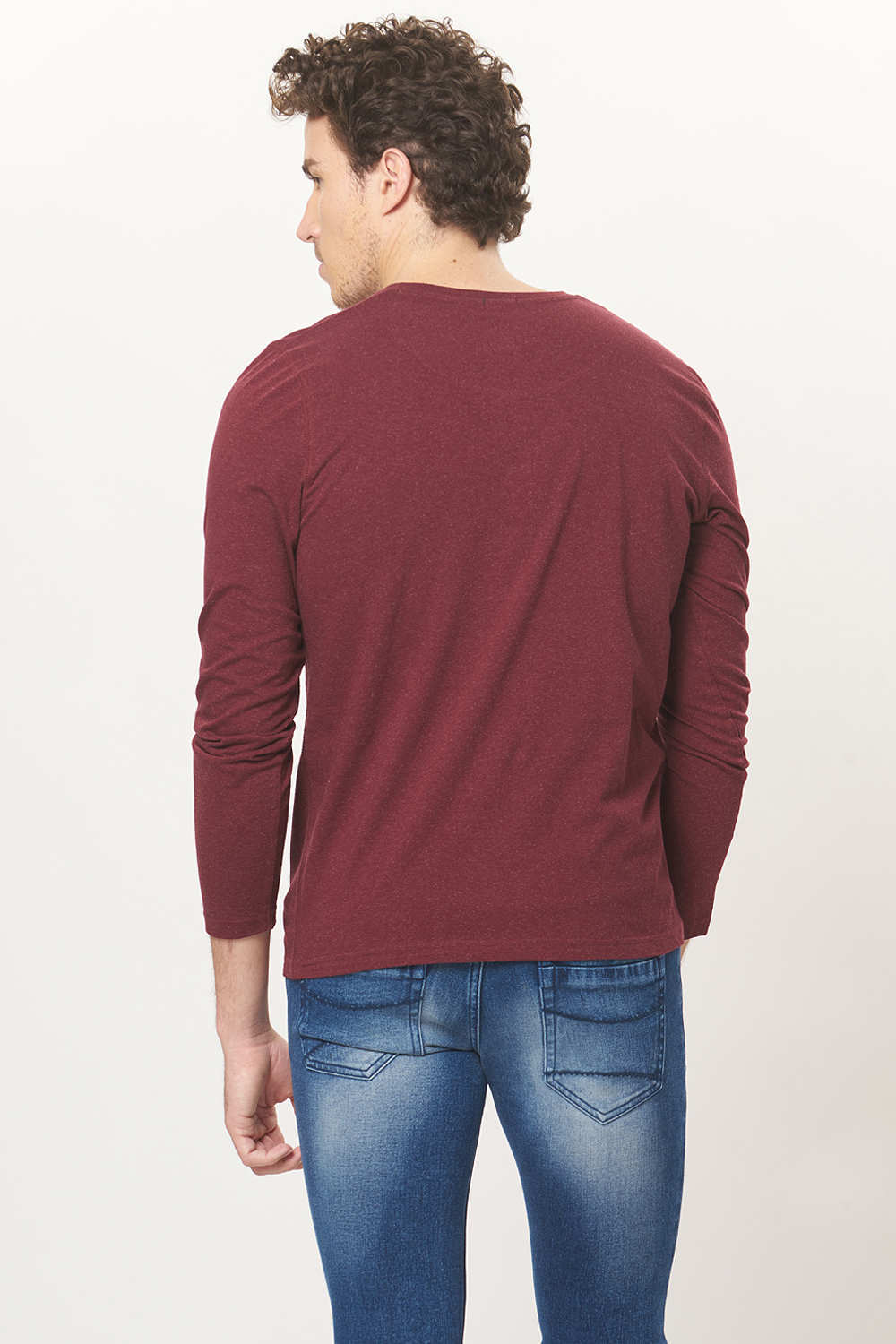 BASICS MUSCLE FIT HENLEY FULL SLEEVE T.SHIRT