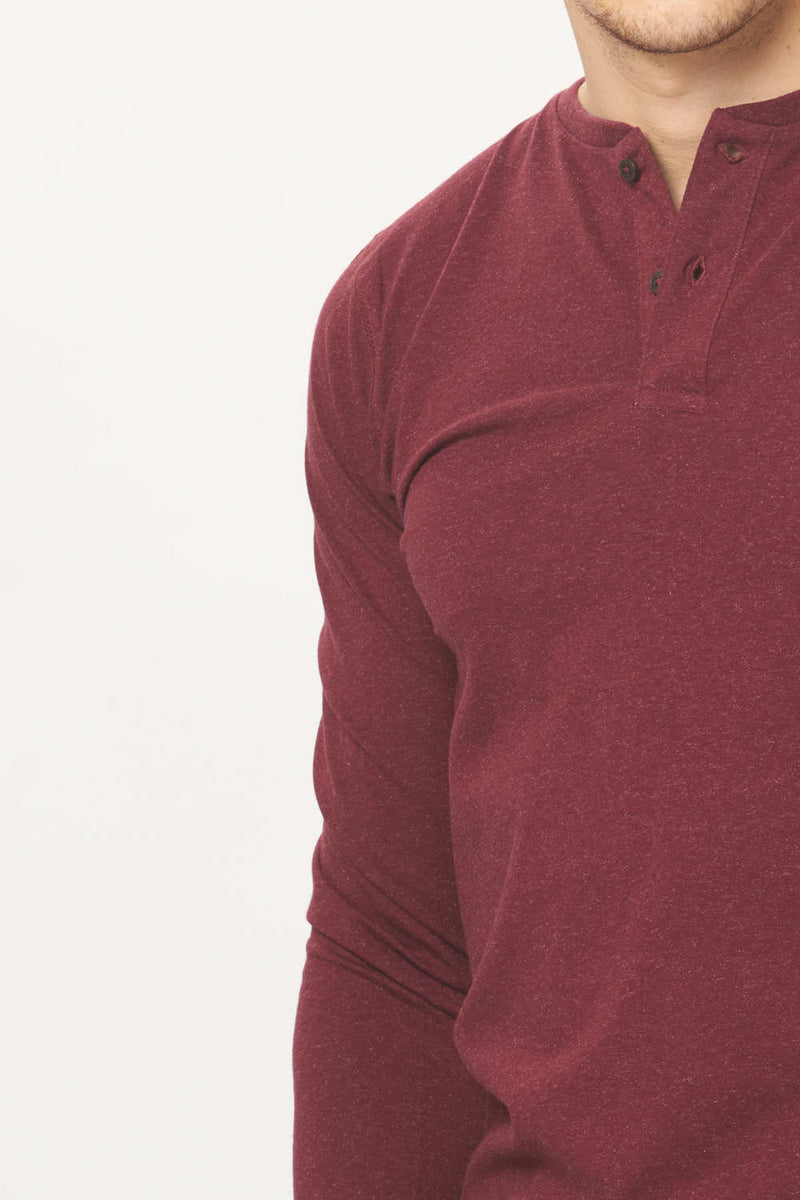 BASICS MUSCLE FIT HENLEY FULL SLEEVE T.SHIRT