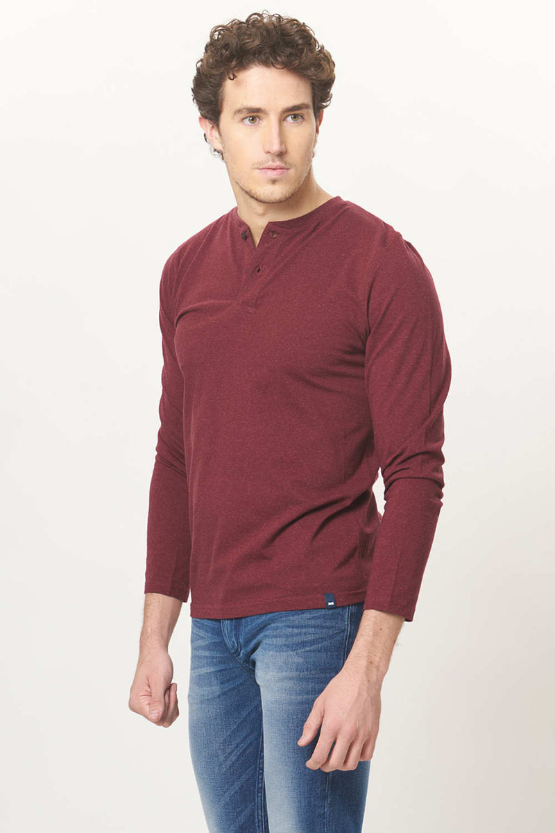 BASICS MUSCLE FIT HENLEY FULL SLEEVE T.SHIRT