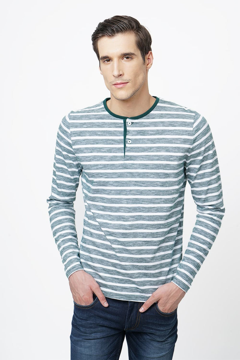 BASICS MUSCLE FIT HENLEY T.SHIRT