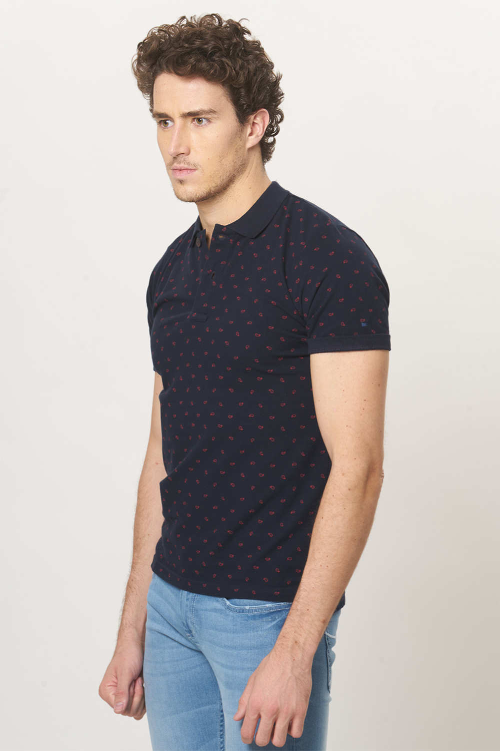 BASICS MUSCLE FIT PRINTED POLO T.SHIRT