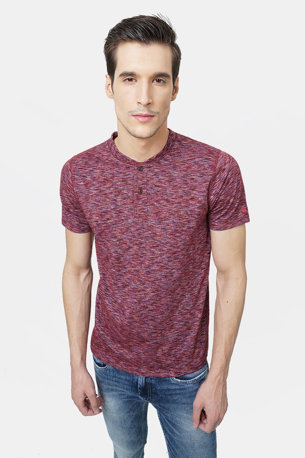 BASICS MUSCLE FIT HENLEY T.SHIRT