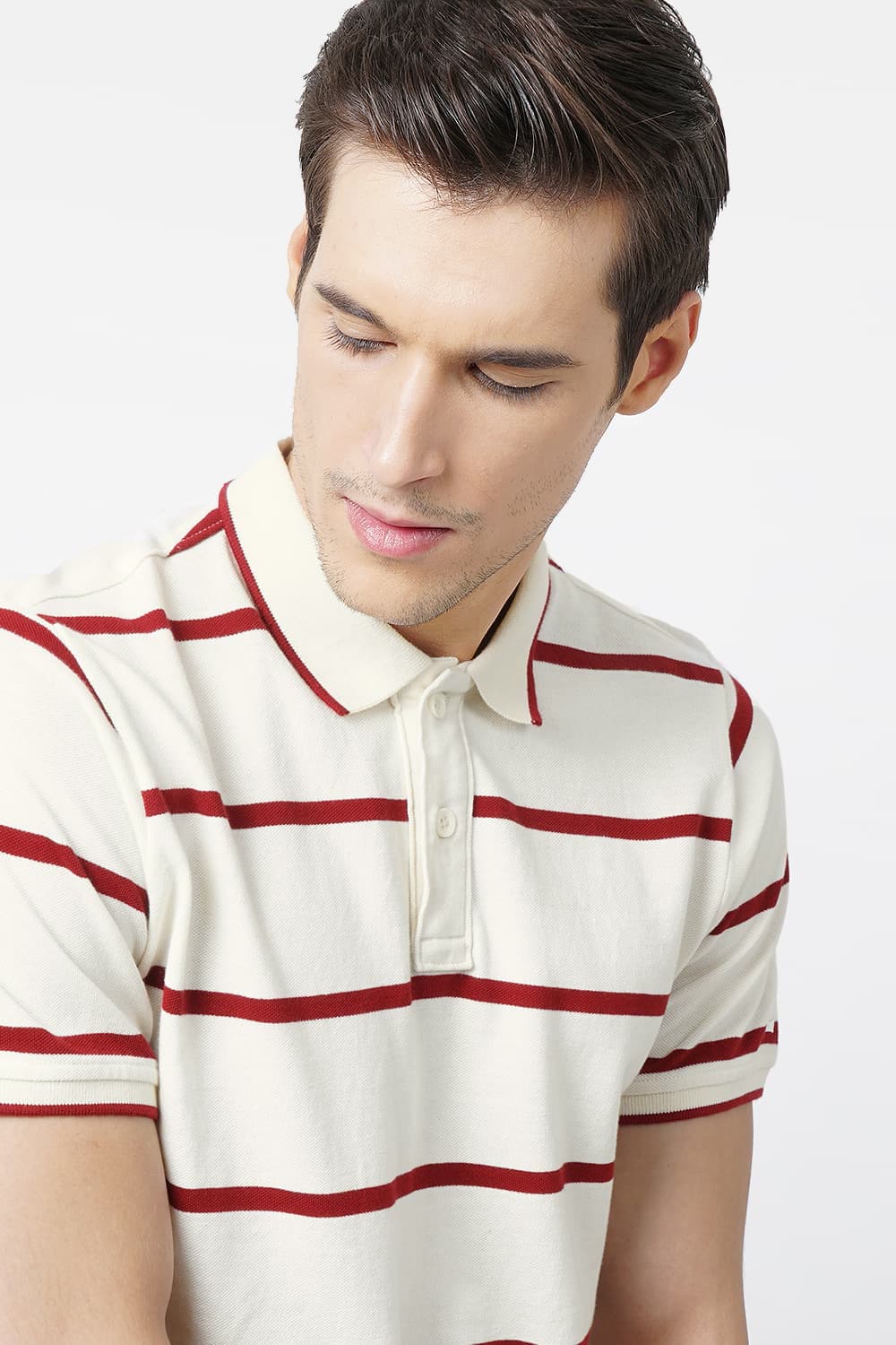 BASICS MUSCLE FIT POLO STRIPES T.SHIRT