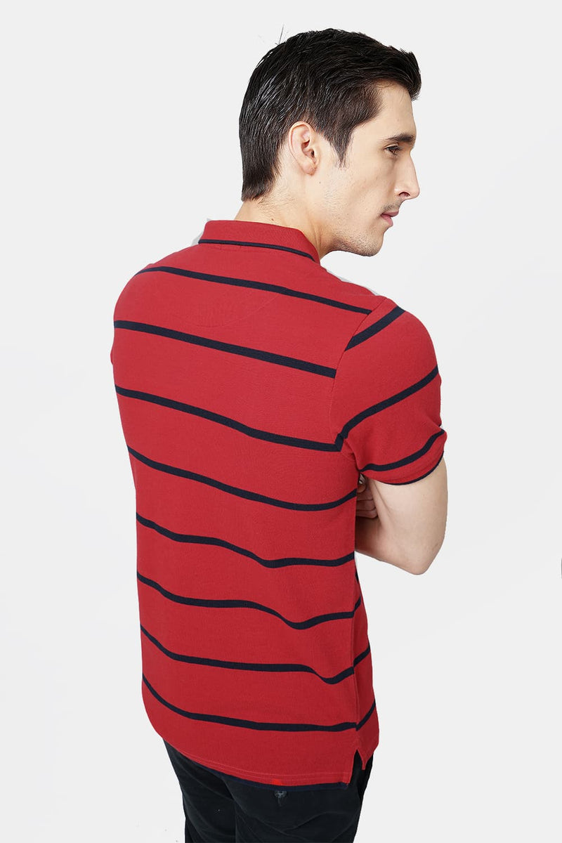 BASICS MUSCLE FIT POLO STRIPES T.SHIRT