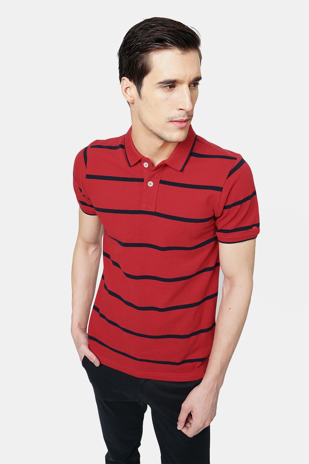 BASICS MUSCLE FIT POLO STRIPES T.SHIRT