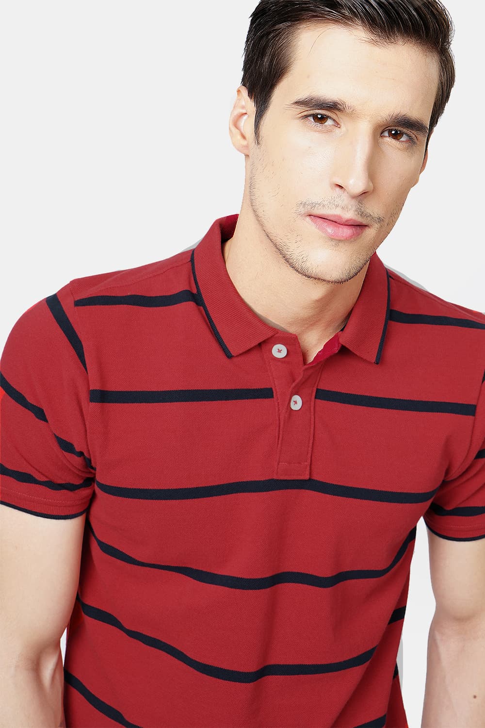 BASICS MUSCLE FIT POLO STRIPES T.SHIRT