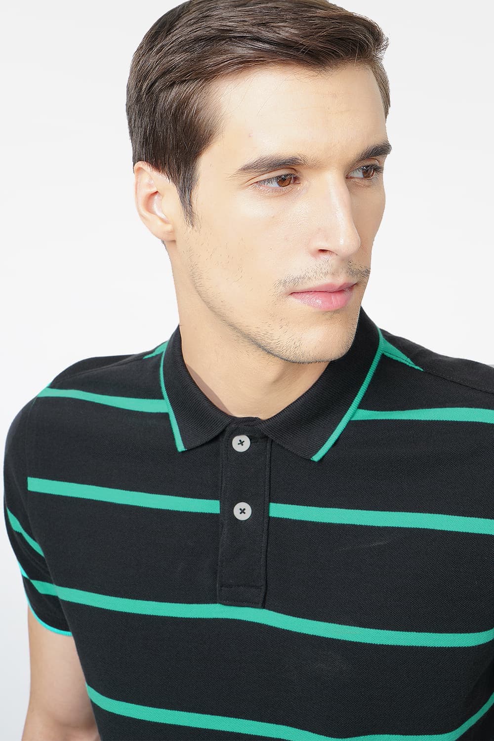 BASICS MUSCLE FIT POLO STRIPES T.SHIRT