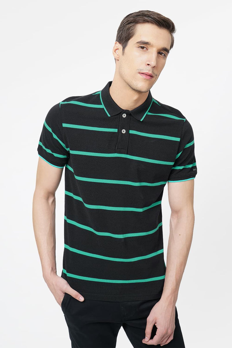 BASICS MUSCLE FIT POLO STRIPES T.SHIRT