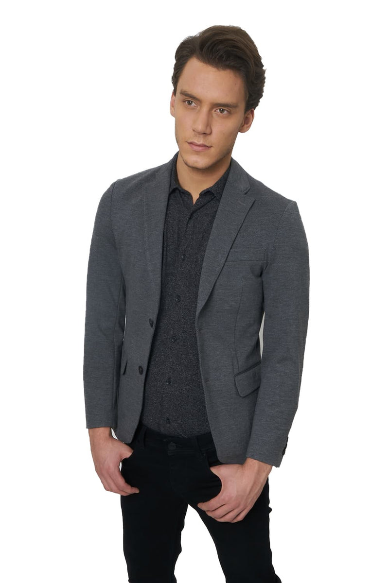 BASICS COMFORT FIT 2 BUTTON KNIT BLAZER