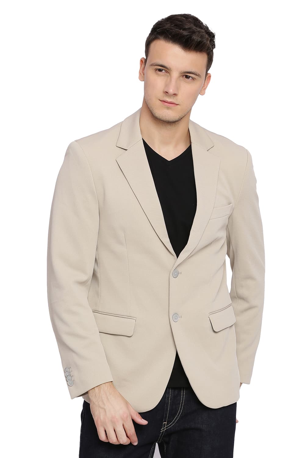 BASICS COMFORT FIT 2 BUTTON KNIT BLAZER