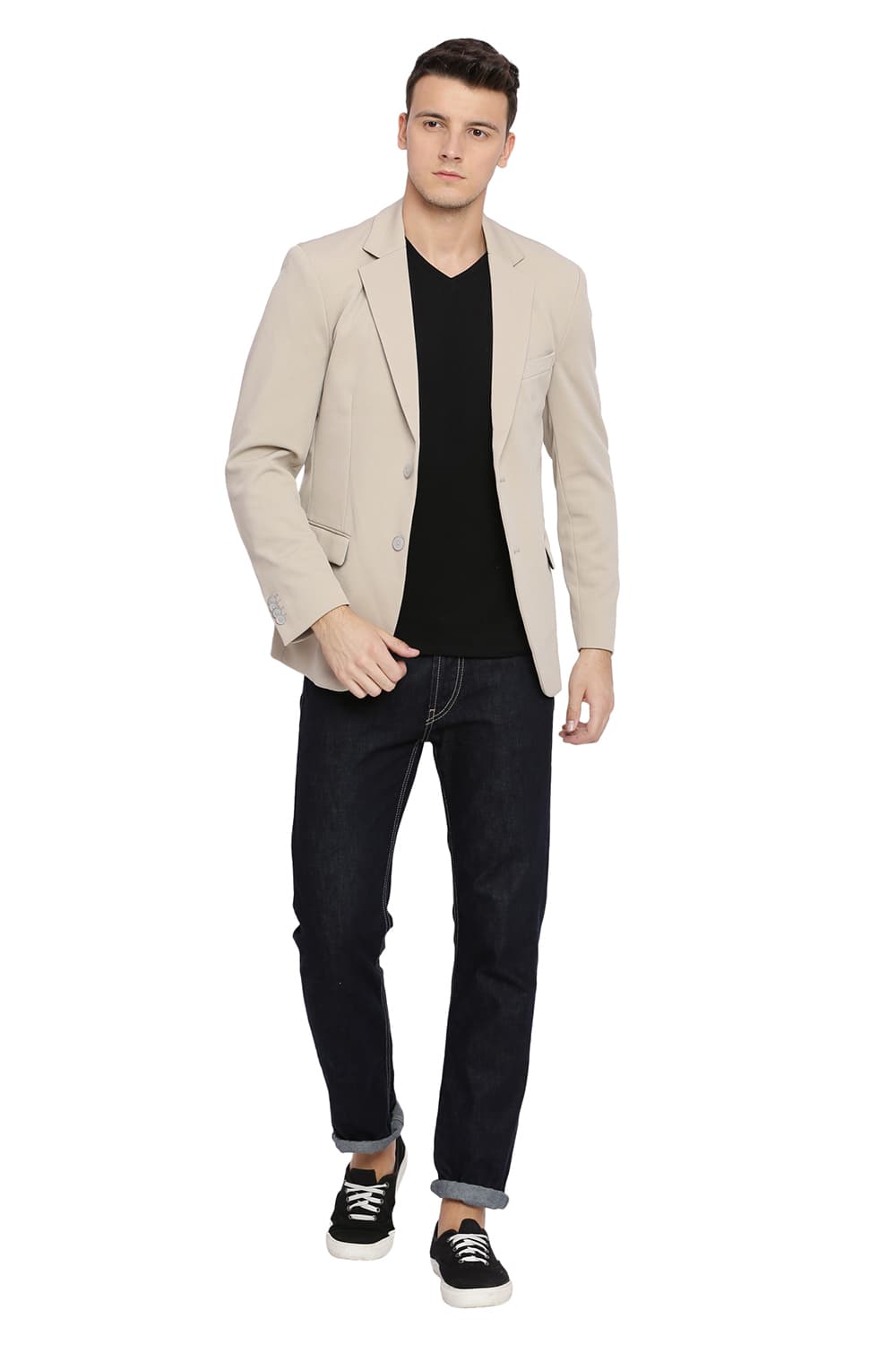 BASICS COMFORT FIT 2 BUTTON KNIT BLAZER