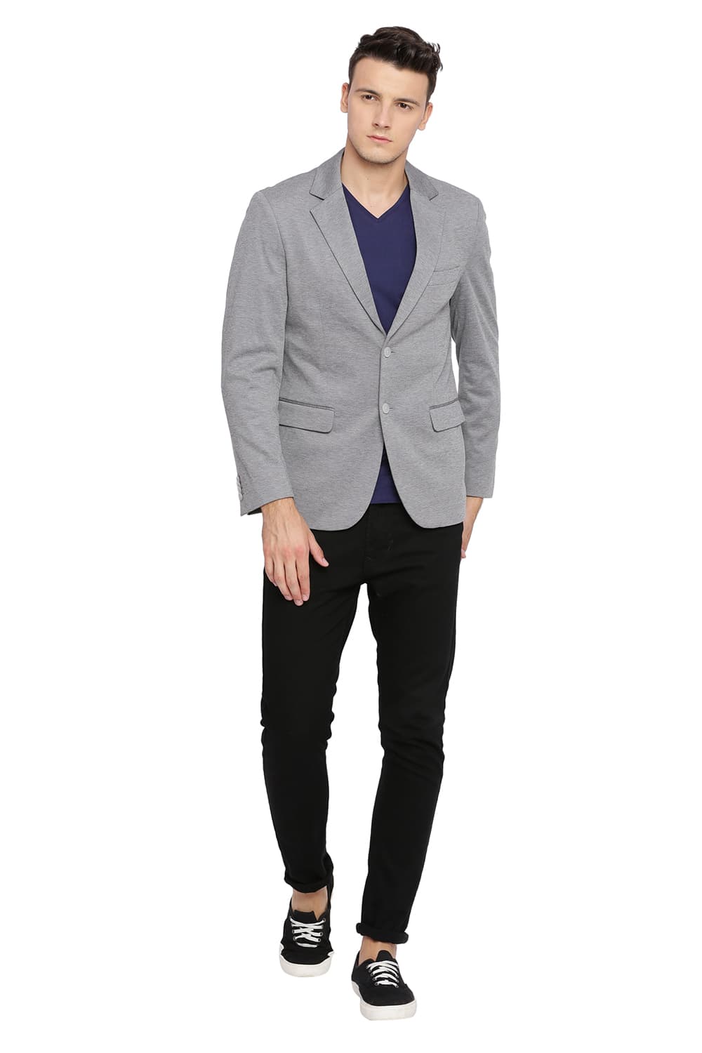 BASICS COMFORT FIT 2 BUTTON KNIT BLAZER