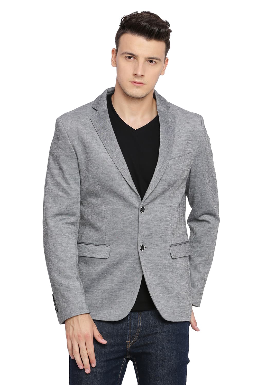 BASICS COMFORT FIT 2 BUTTON KNIT BLAZER