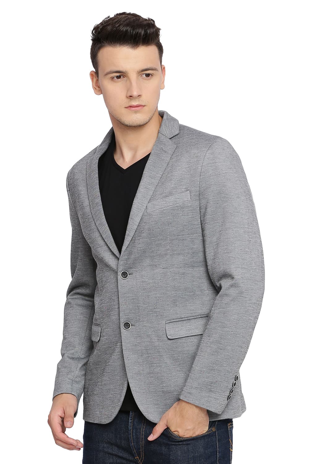 BASICS COMFORT FIT 2 BUTTON KNIT BLAZER