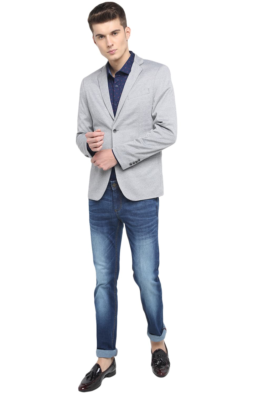 BASICS COMFORT FIT 2 BUTTON KNIT BLAZER