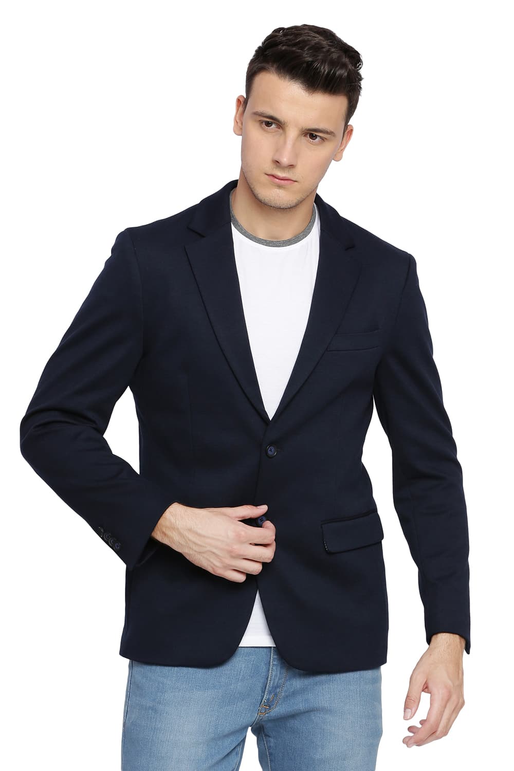 BASICS COMFORT FIT 2 BUTTON KNIT BLAZER