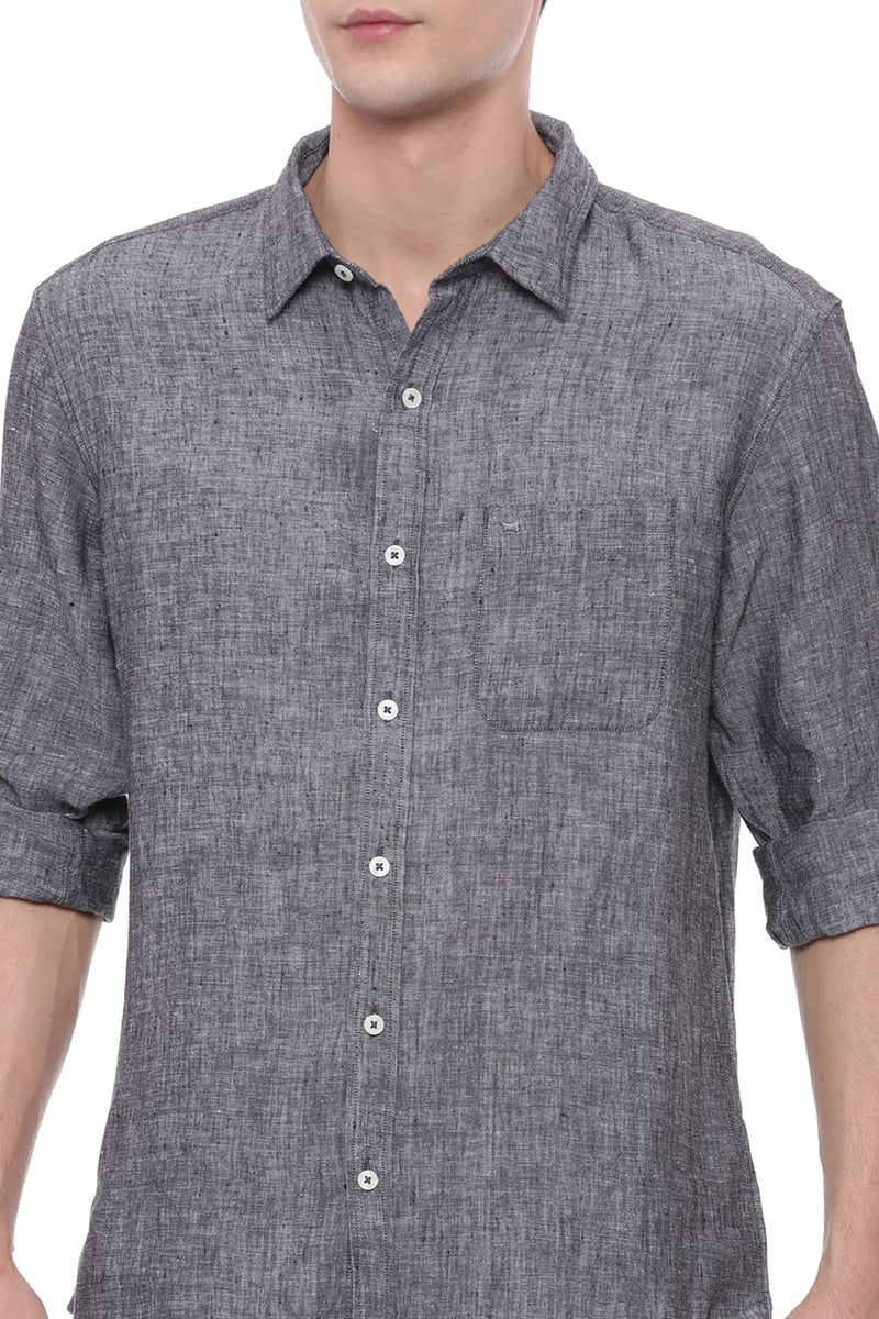 BASICS SLIM FIT LINEN CASUAL SHIRT