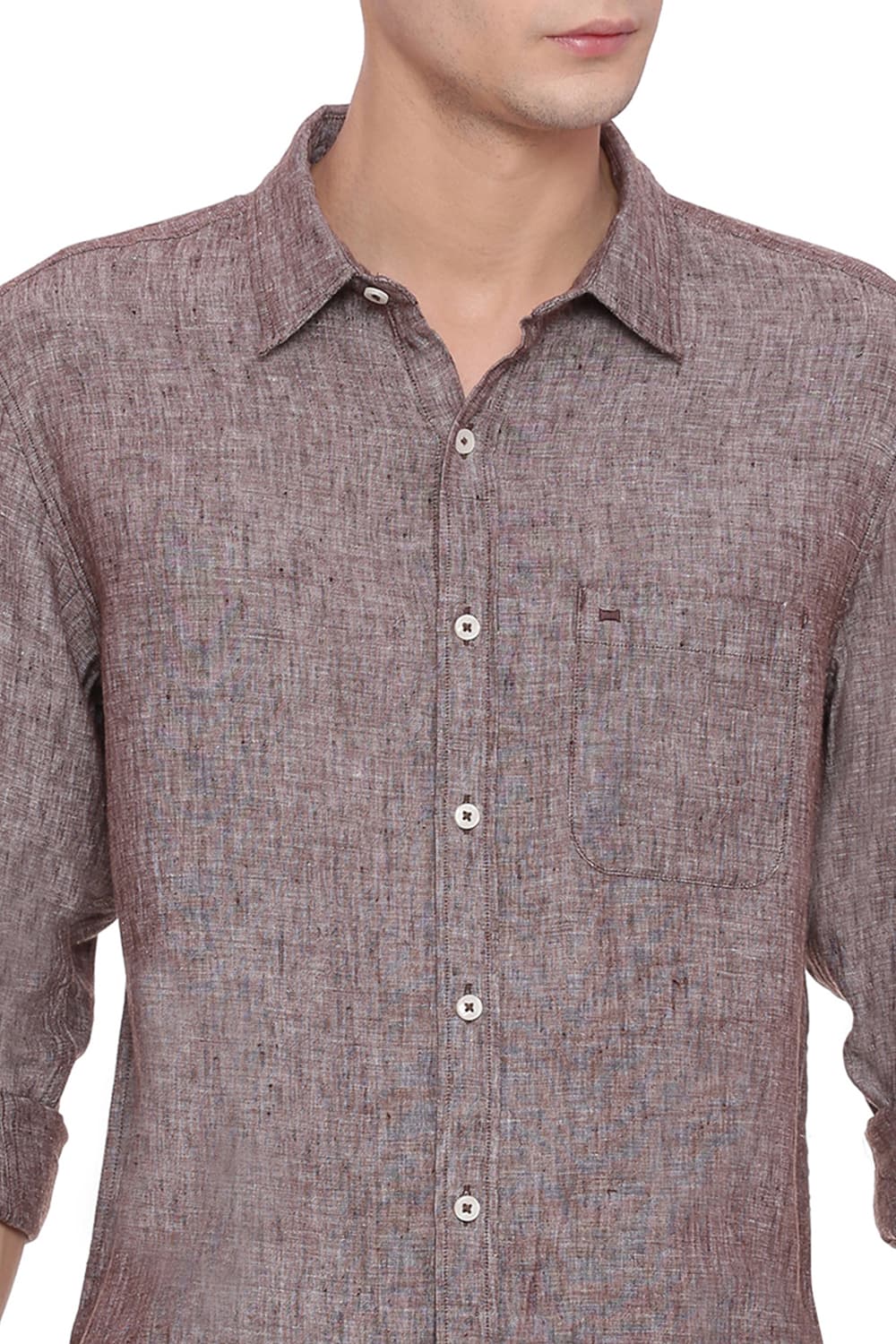 BASICS SLIM FIT LINEN CASUAL SHIRT