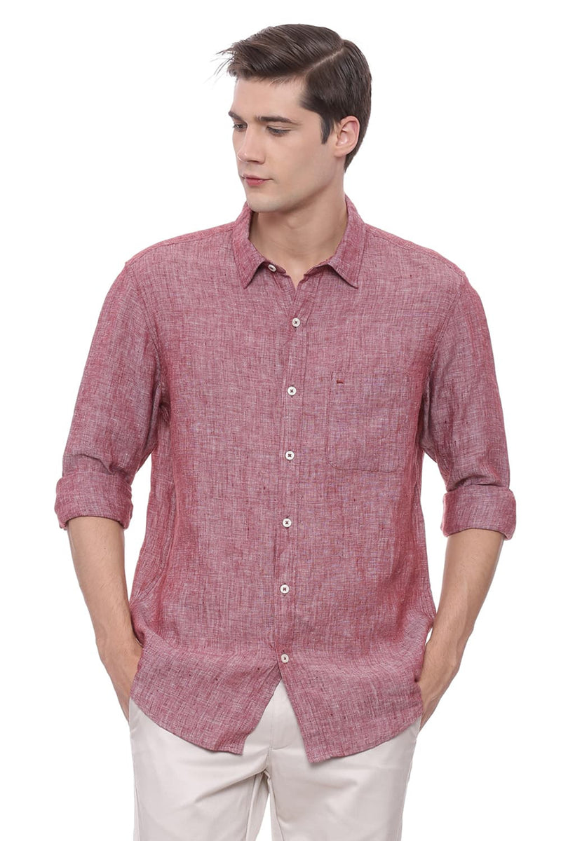 BASICS SLIM FIT LINEN SHIRT