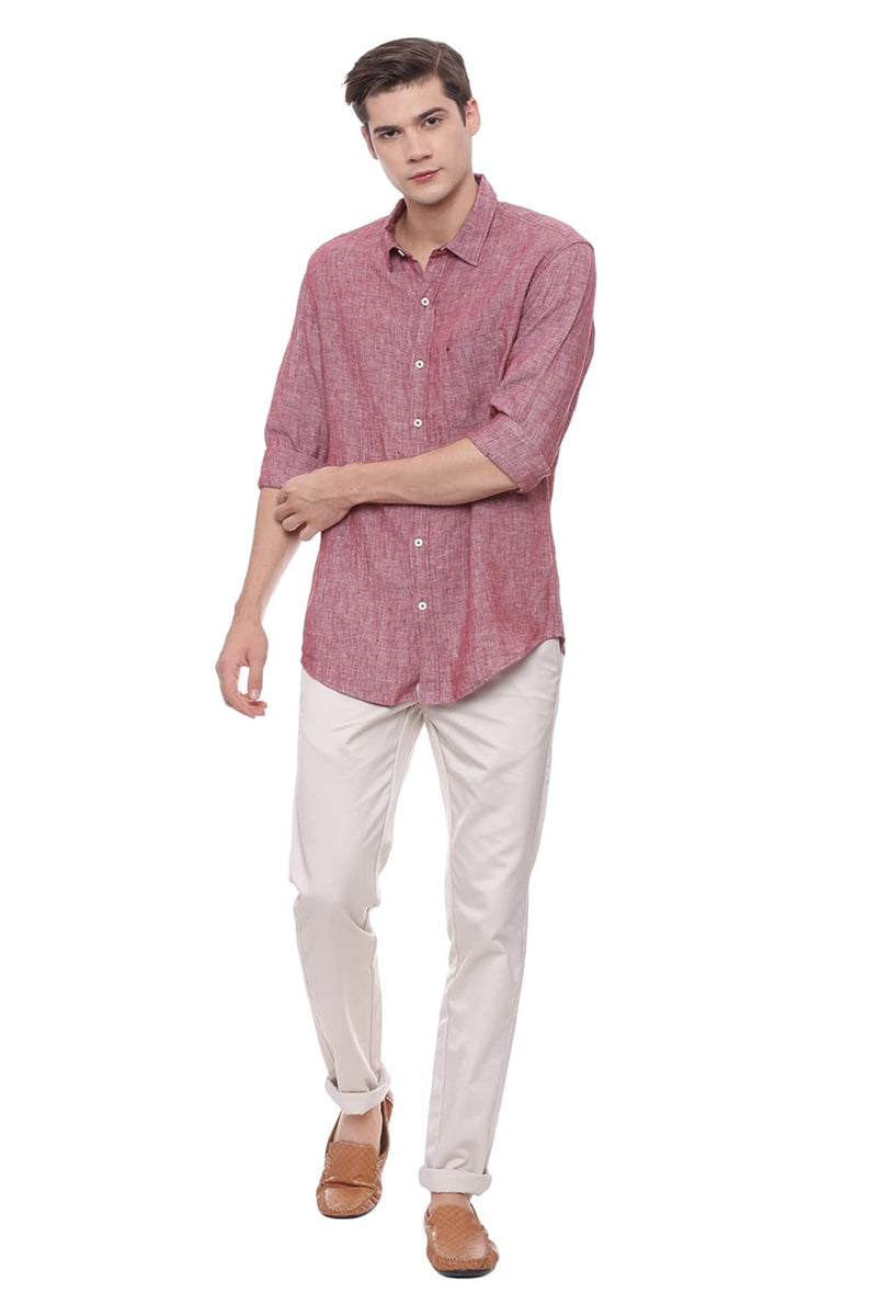 BASICS SLIM FIT LINEN SHIRT