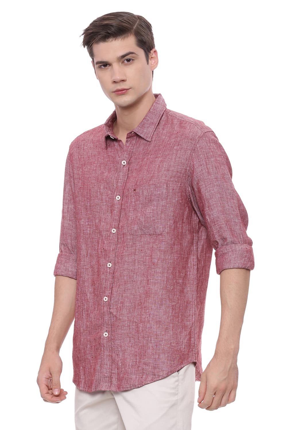 BASICS SLIM FIT LINEN SHIRT