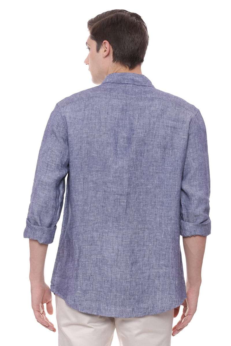 BASICS SLIM FIT LINEN SHIRT